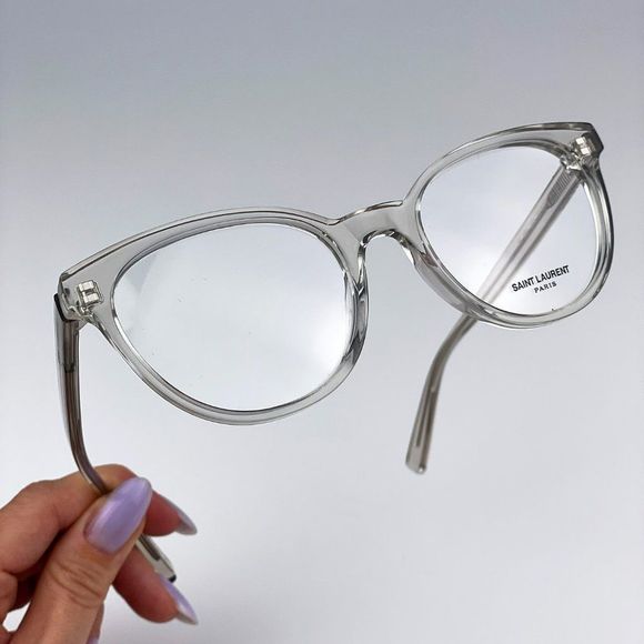 Saint Laurent SL589 003 Eyeglasses Beige Clear Oval Women - Picture 1 of 12